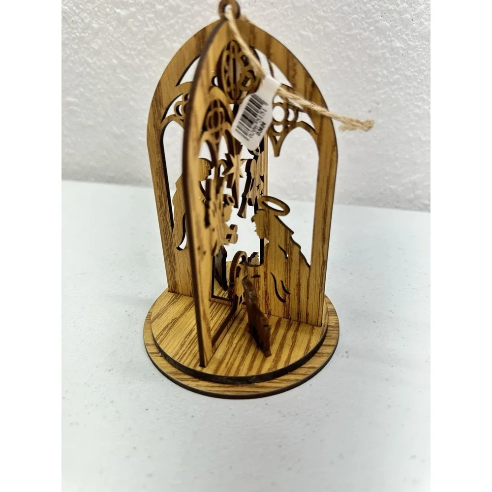 Kurt Adler 3D Laser Cut Wood Nativity Ornament D3424